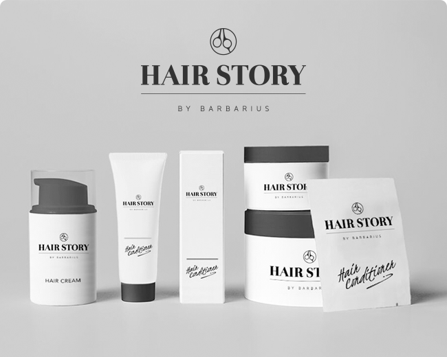Hair Story by Barbarius — logo i opakowania