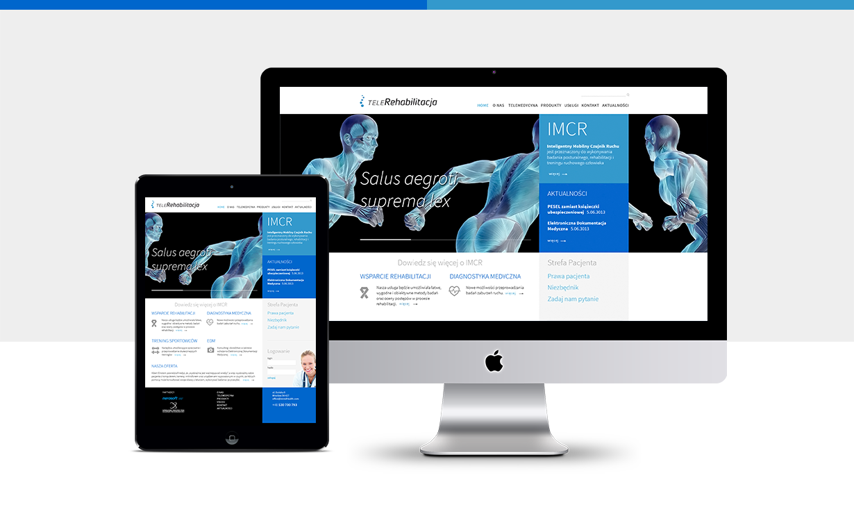 Telerehabilitacja — strona internetowa na desktopie i mobile